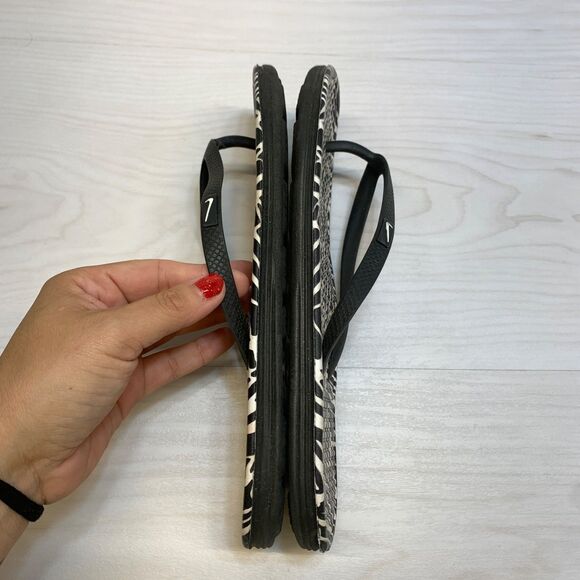 Nike Solarsoft 2 Thong Flip Flops Womens Size 8 White Black - Picture 2 of 9